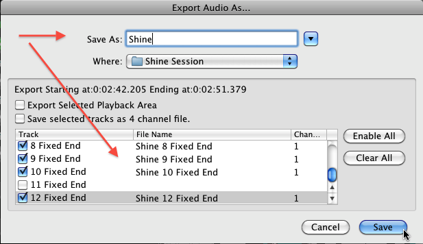 Export Audio name change